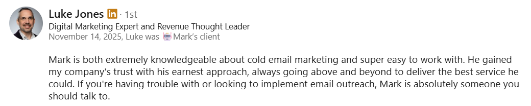 LinkedIn recommendation for Mark Glazer from Luke Jones, CEO Coaching International